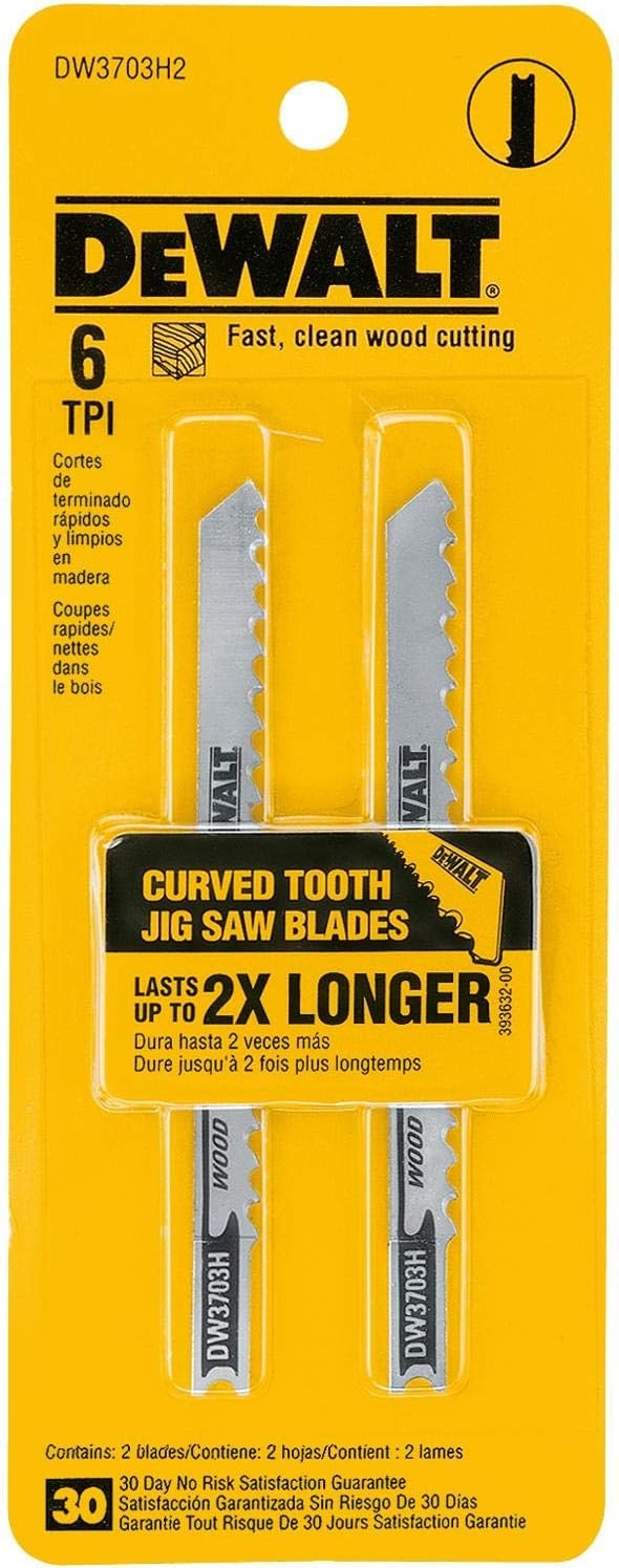 image:imageDEWALT DW3703H2 4Inch 6TPI Fast Clean High UShank Woodcutting Jig Saw Blade 2Pack2Pack