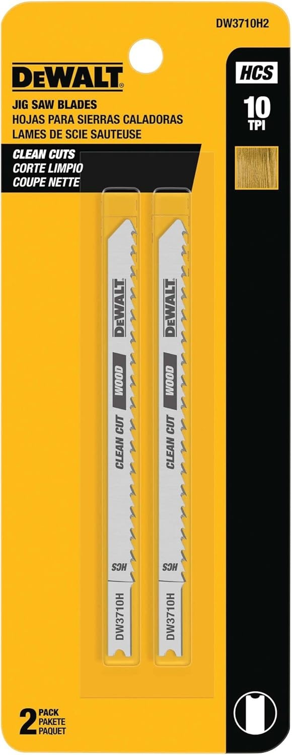 image:imageDEWALT DW3710H2 4Inch 10TPI Fine Smooth High UShank Woodcutting Jig Saw Blade 2Pack