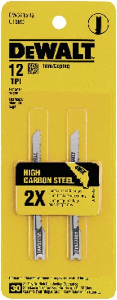 image:imageDEWALT DW3715H2 3Inch 12TPI Scrolling High Speed Steel UShank Woodcutting Jig Saw Blade 2Pack