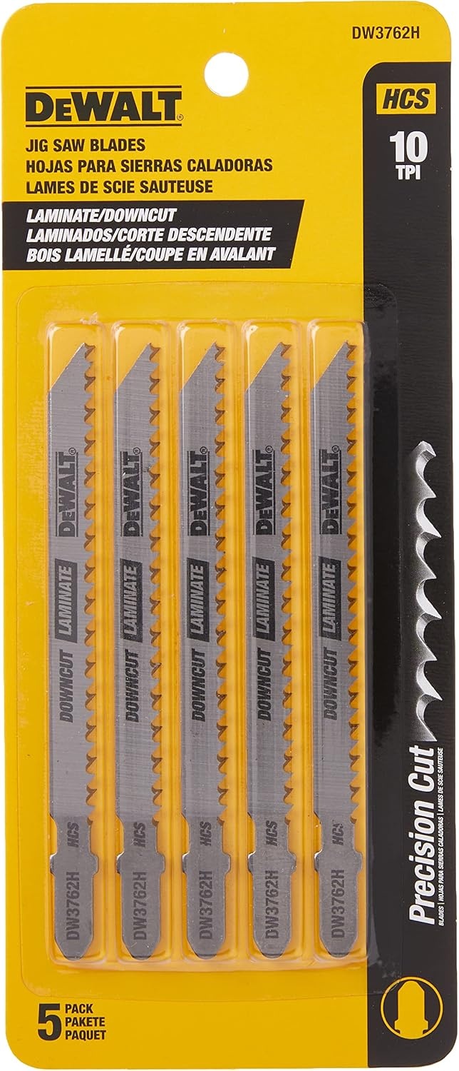 image:imageDEWALT DW3762H2 4Inch 10TPI Laminate Down Cutting HSC TShank Jig Saw Blade 2PackSteel