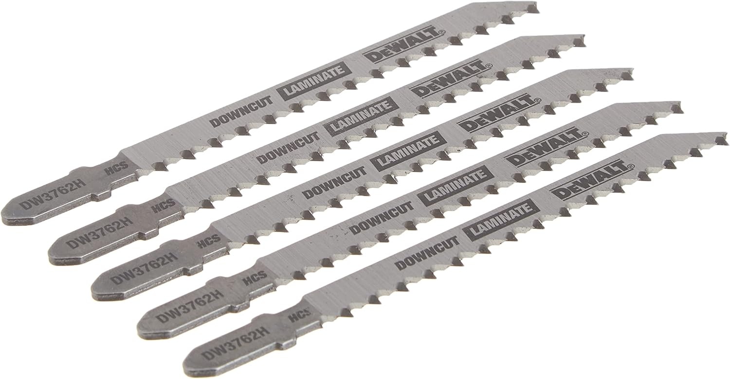 image:imageDEWALT DW3762H2 4Inch 10TPI Laminate Down Cutting HSC TShank Jig Saw Blade 2PackSteel