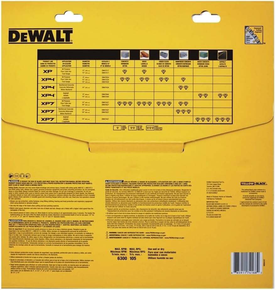 image:imageDEWALT DW4721T 12IN SEGMENTED XP ALL PURPOSE