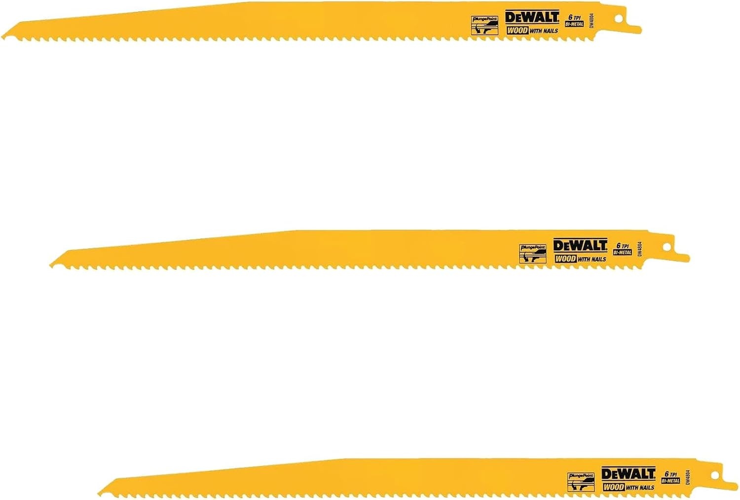 image:imageDEWALT DW48022 6Inch 6 TPI Taper Back BiMetal Reciprocating Saw Blade 2Pack Yellow12 inch