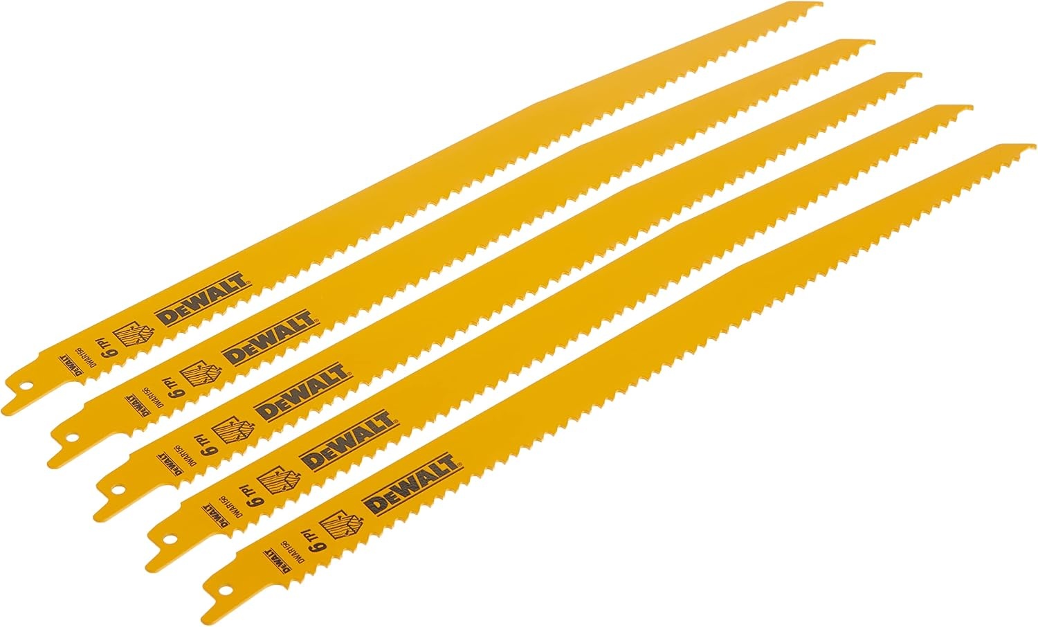image:imageDEWALT DW48022 6Inch 6 TPI Taper Back BiMetal Reciprocating Saw Blade 2Pack Yellow12 inch