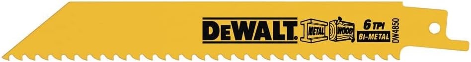image:imageDEWALT DW48022 6Inch 6 TPI Taper Back BiMetal Reciprocating Saw Blade 2Pack Yellow6 inch