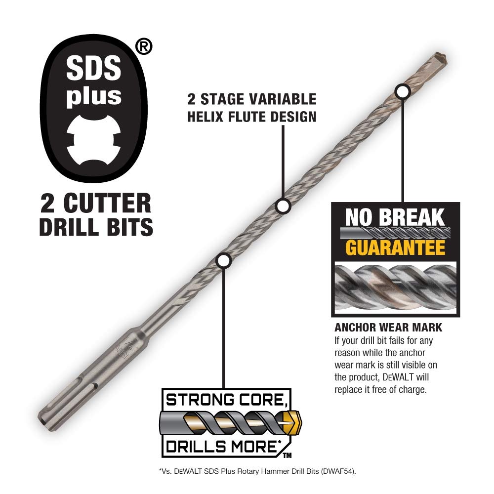 image:imageDEWALT DW543812Inch by 8Inch by 10Inch Rock Carbide SDS Plus Hammer Bit12 x 8 x 10 Inches Pack of 4