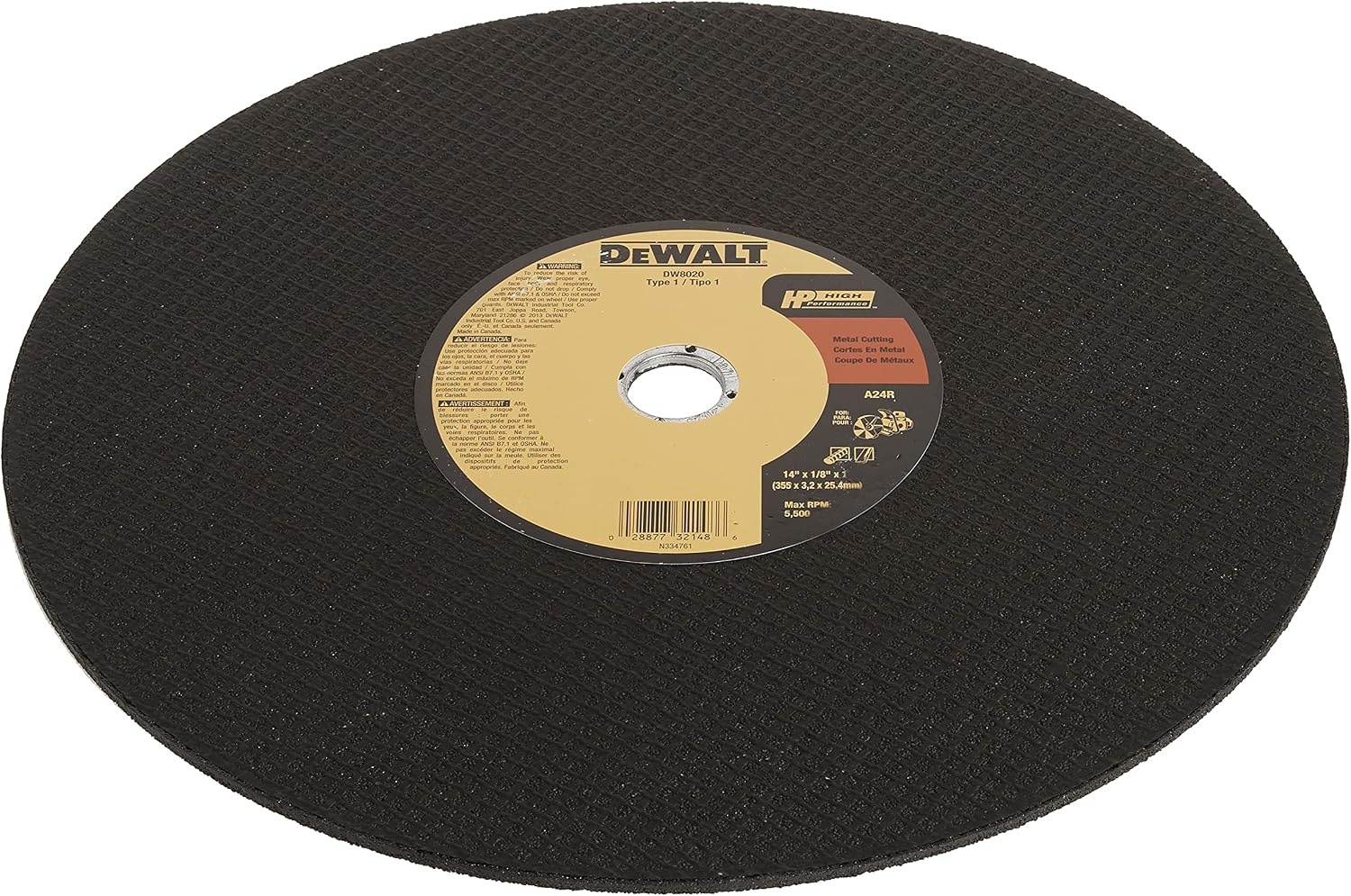 image:imageDEWALT DW8023 12Inch x 18Inch x 20mm A24N Abrasive Metal Cutting WheelOne Size