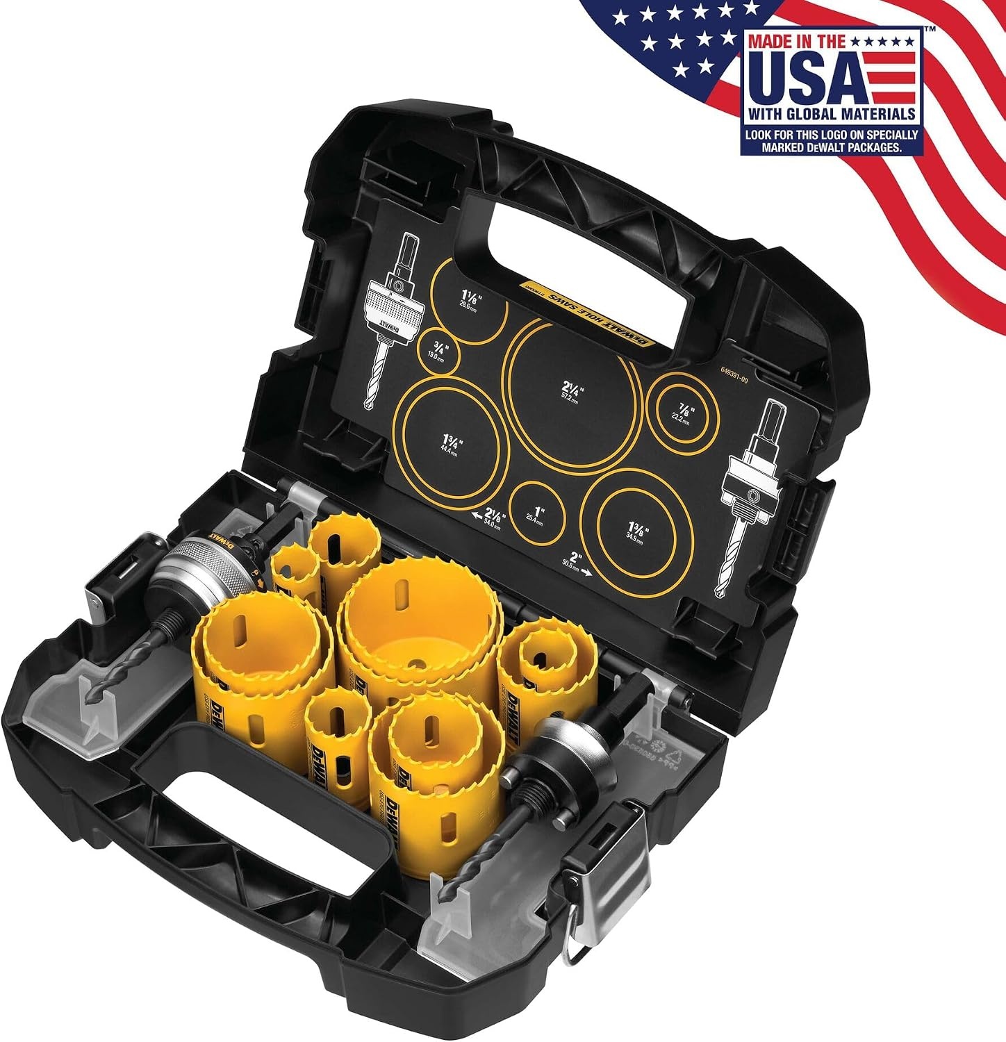 image:imageDEWALT Hole Saw Kit 14Piece Includes 2 Quick Change Mandrels and Pilot Point Bits D180005One Size