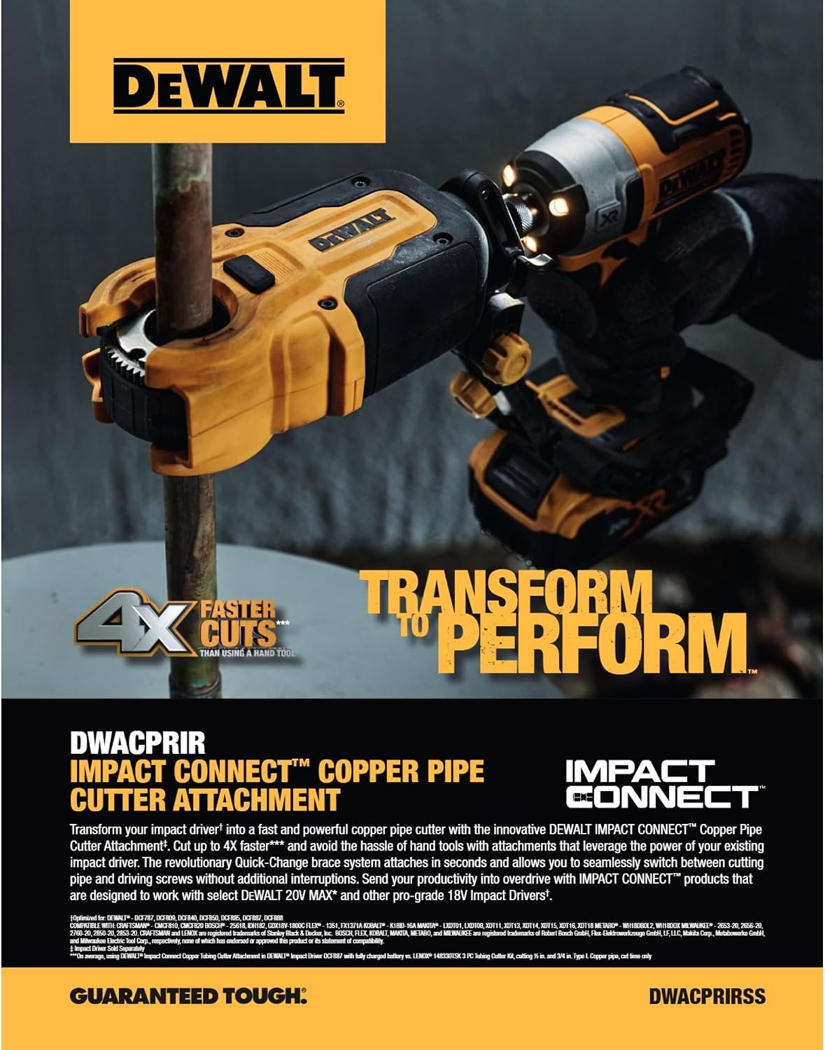 image:imageDEWALT IMPACT CONNECT Copper Pipe Cutter Impact Driver Attachment Tubing Cutter DWACPRIRCopper Tubing Cutter