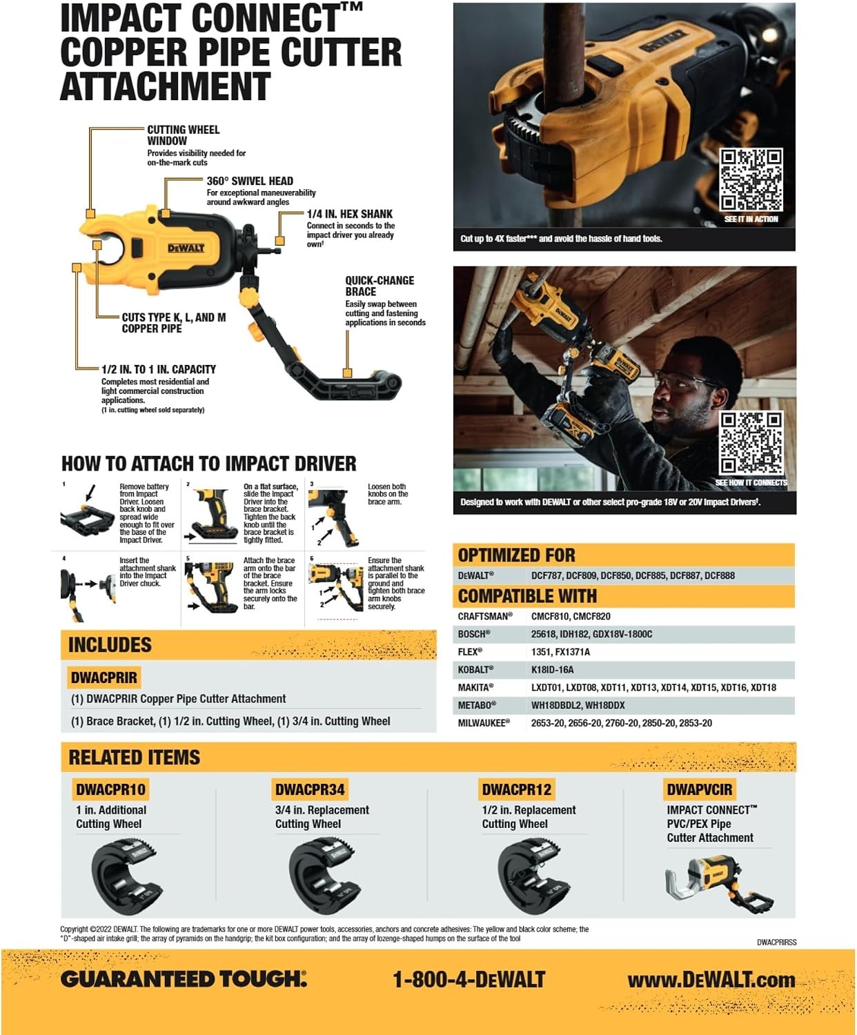 image:imageDEWALT IMPACT CONNECT Copper Pipe Cutter Impact Driver Attachment Tubing Cutter DWACPRIRCopper Tubing Cutter