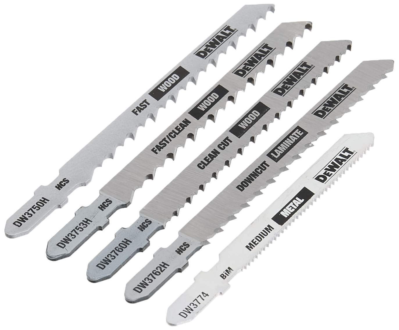 image:imageDEWALT Jigsaw Blades Set TShank 5Piece DW3795HOne Size
