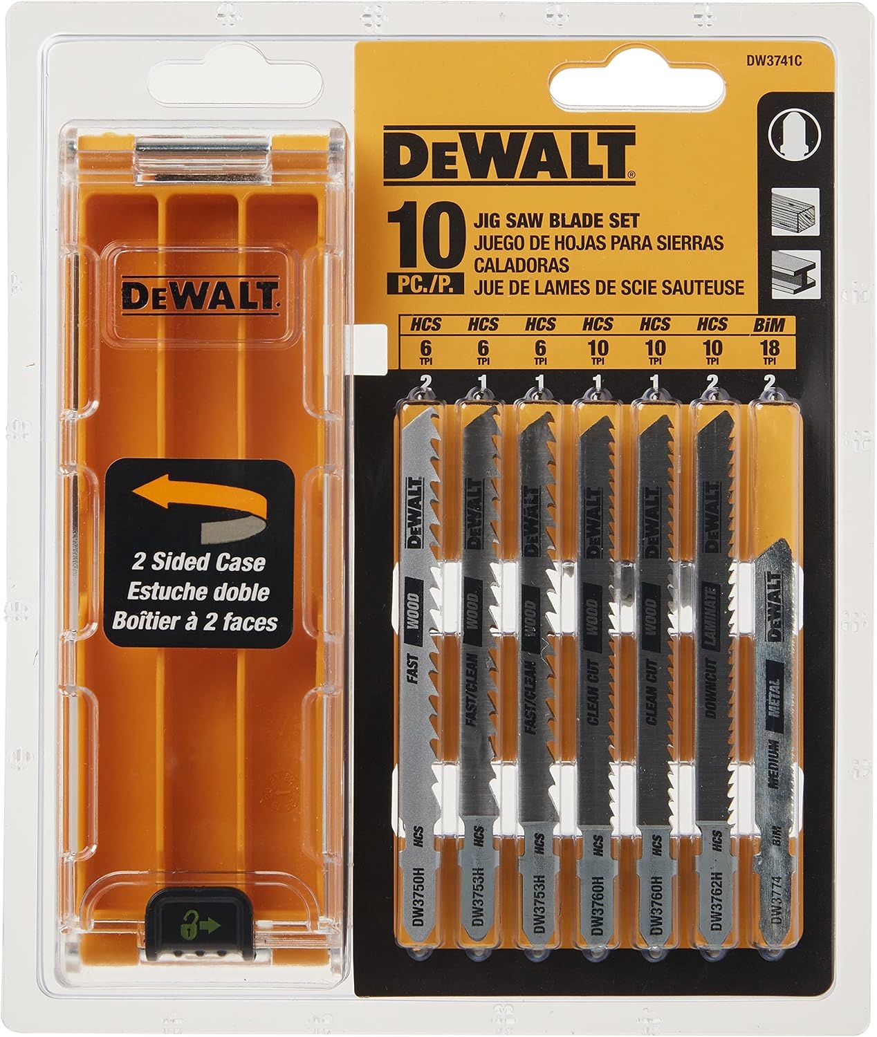image:imageDEWALT Jigsaw Blades Set with Case TShank 10Piece DW3741C10Piece