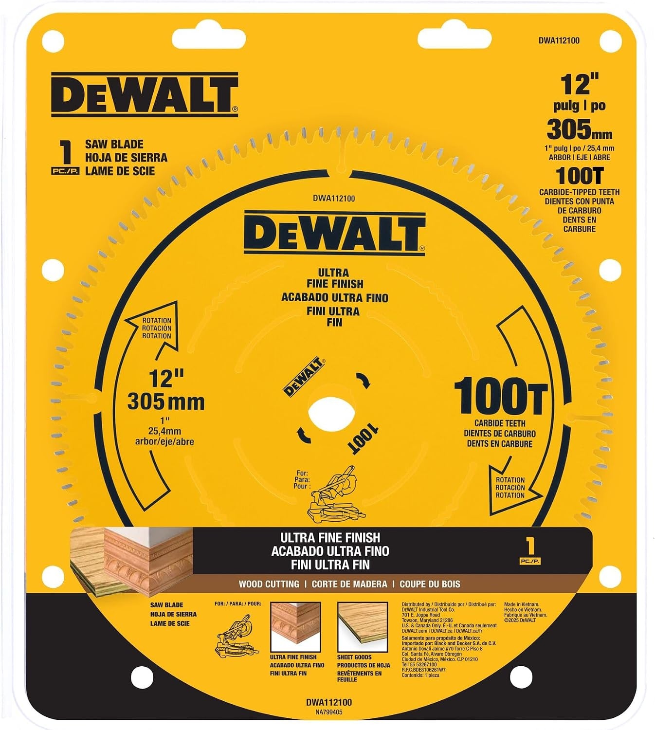 image:imageDEWALT Miter Saw Blade 12 inch 100 Tooth Fine Finish Ultra Sharp Carbide DWA112100