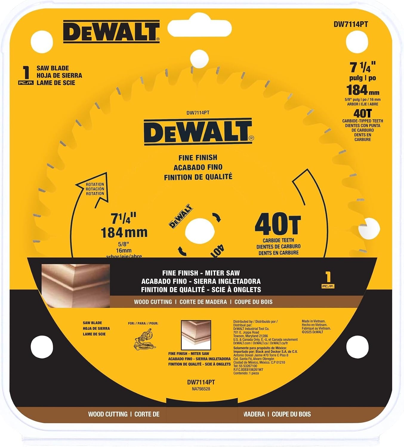 image:imageDEWALT Miter Saw Blade Precision Trim 714Inch 40Tooth DW7114PT40Tooth