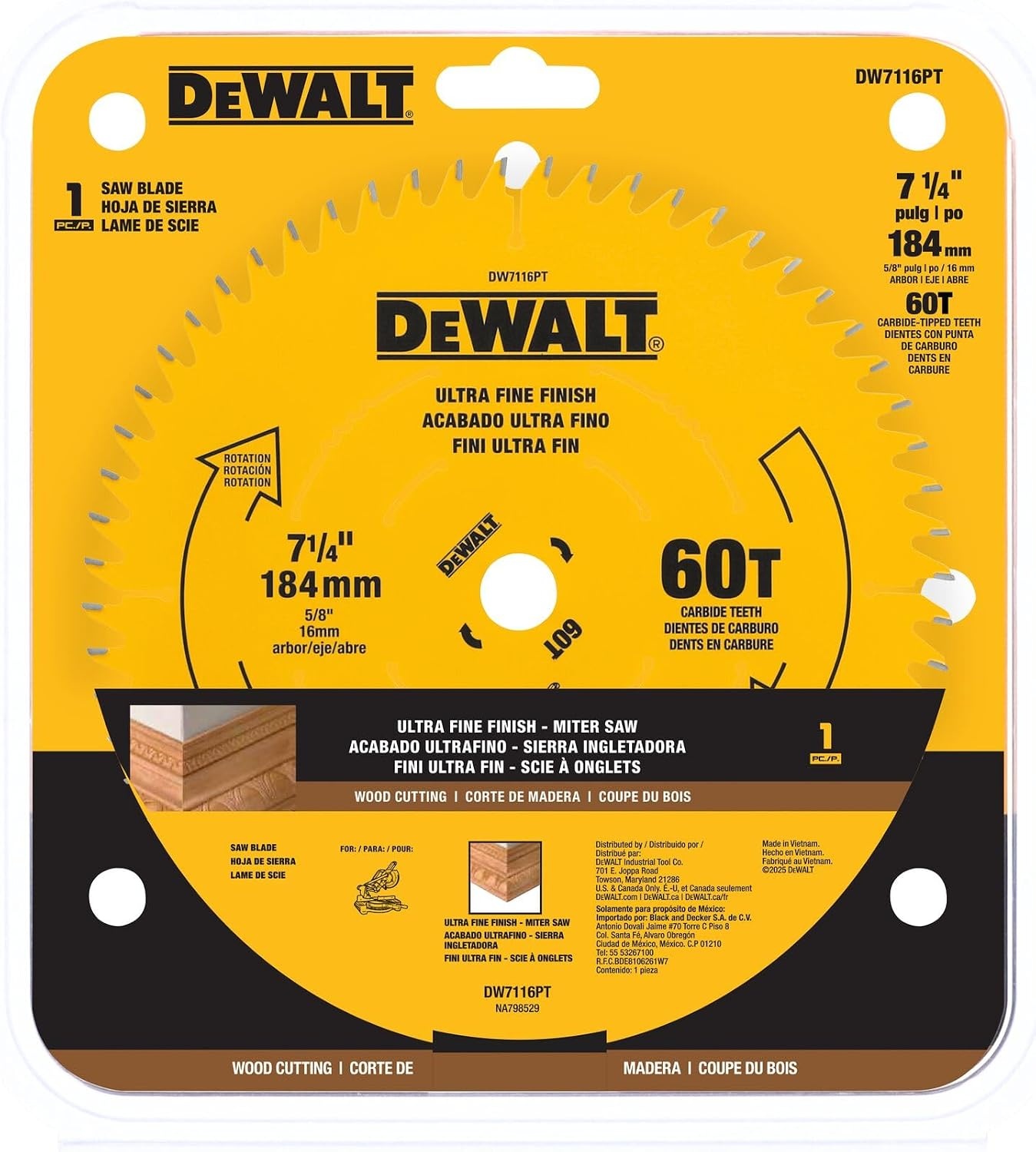 image:imageDEWALT Miter Saw Blade Precision Trim 714Inch 40Tooth DW7114PT60Tooth