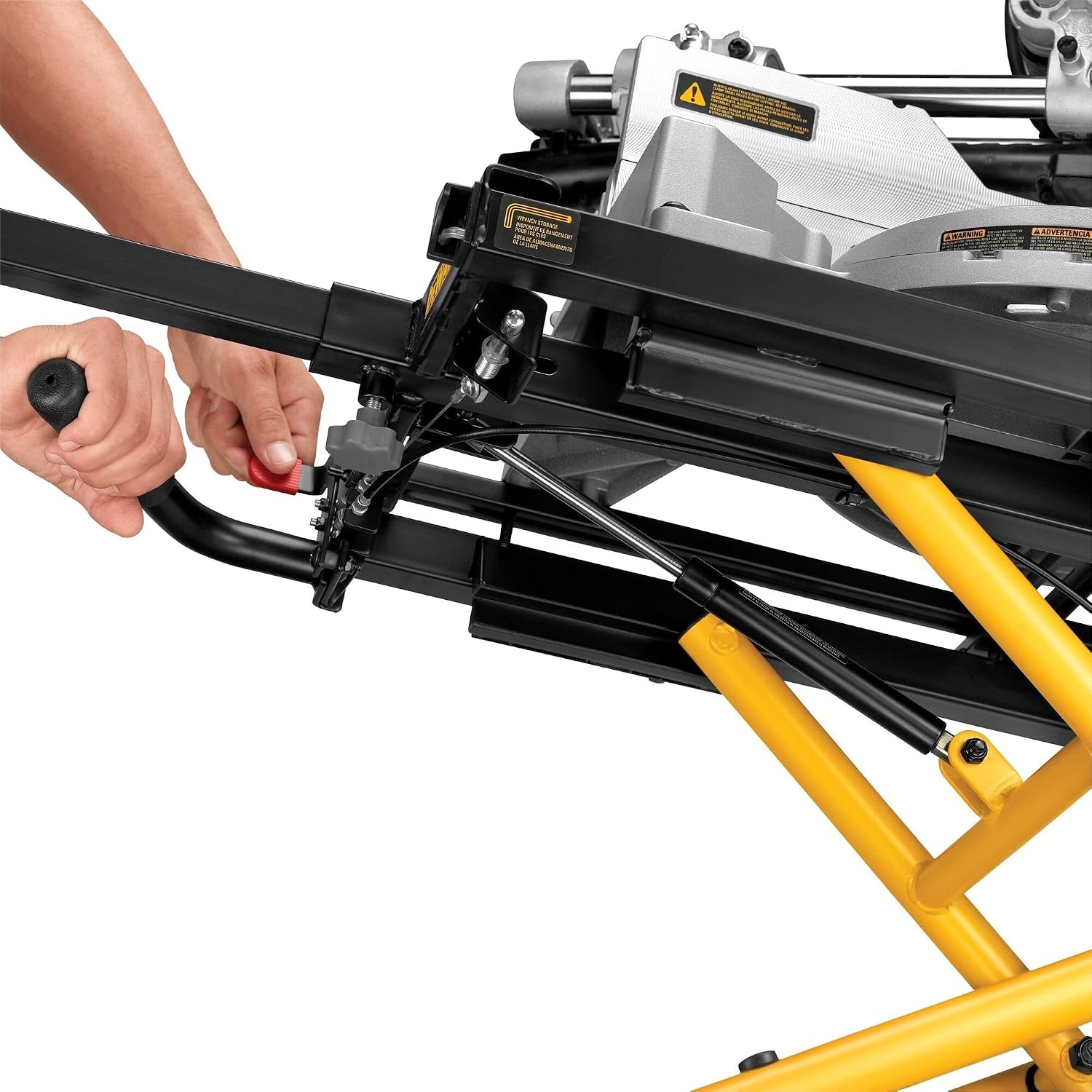 image:imageDEWALT Miter Saw Stand With Wheels 3212 in x 60 in Foldable Rollling Stand Adjustable Height Durable Steel 8 ft Material Support Universal Mounting Rails DWX726