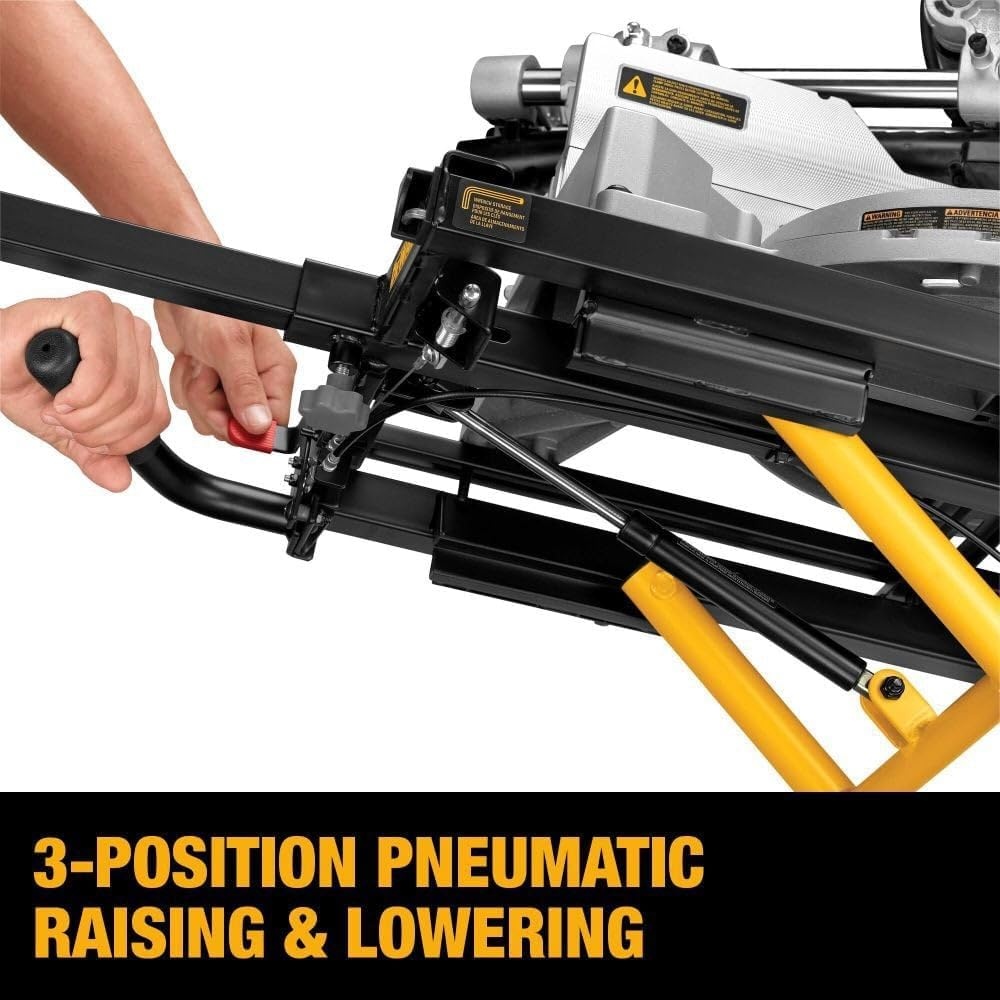 image:imageDEWALT Miter Saw Stand With Wheels 3212 in x 60 in Foldable Rollling Stand Adjustable Height Durable Steel 8 ft Material Support Universal Mounting Rails DWX726