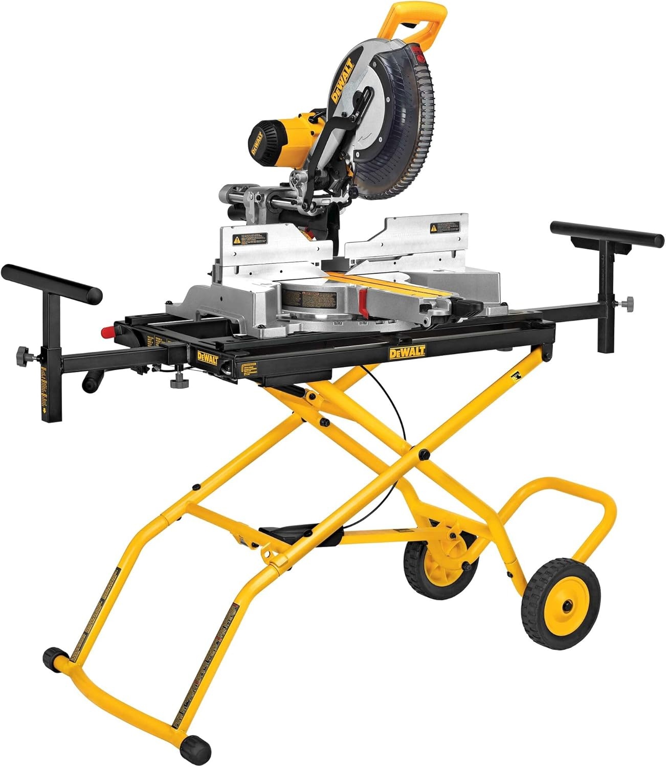 image:imageDEWALT Miter Saw Stand With Wheels 3212 in x 60 in Foldable Rollling Stand Adjustable Height Durable Steel 8 ft Material Support Universal Mounting Rails DWX726