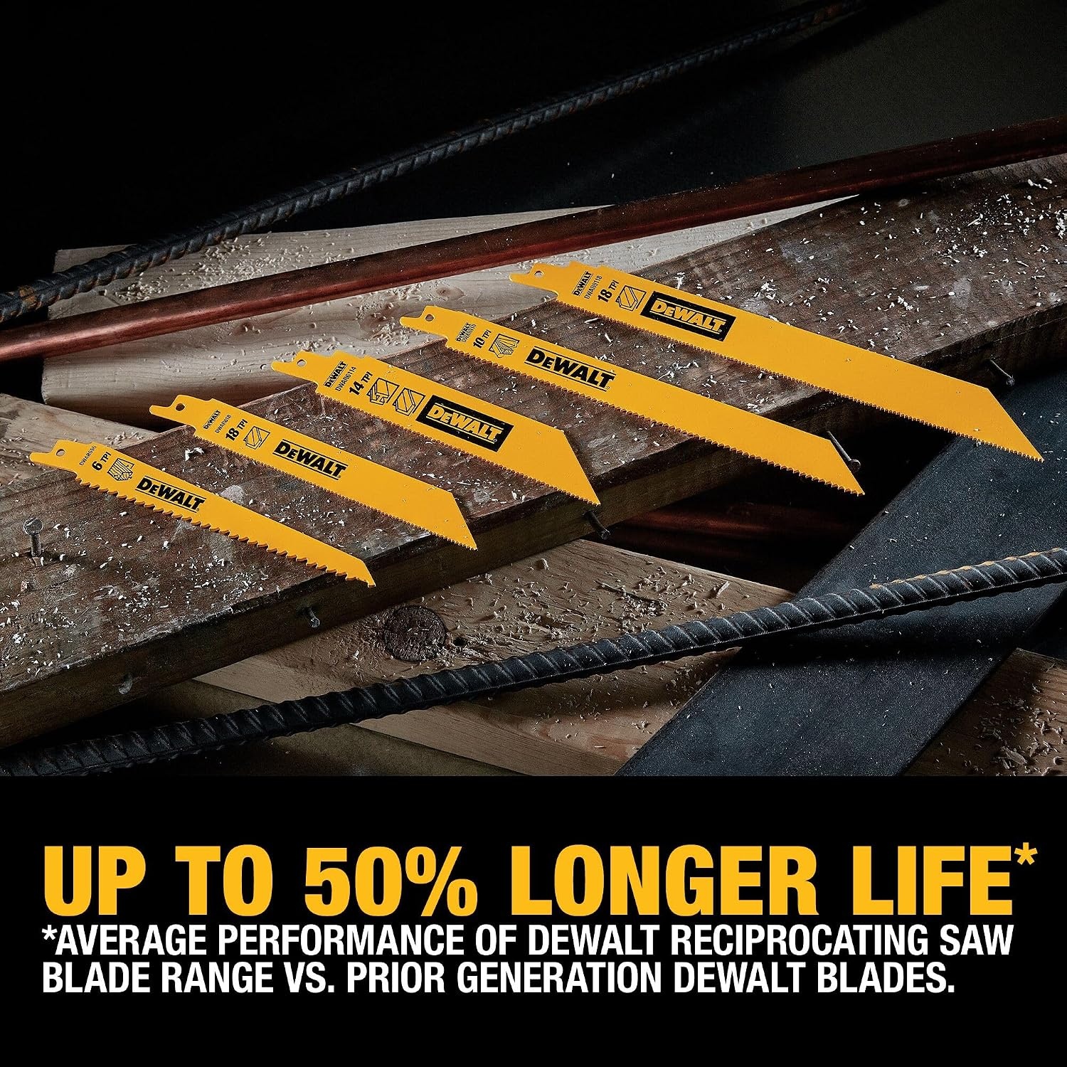 image:imageDEWALT Reciprocating Saw Blades Straight Back 12Inch 14 TPI 5Pack DW483812piece Set