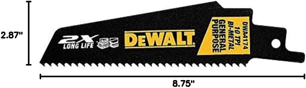 image:imageDEWALT Reciprocating Saw Blades Straight Back 12Inch 14 TPI 5Pack DW48386 2X 14 TPI 5pack