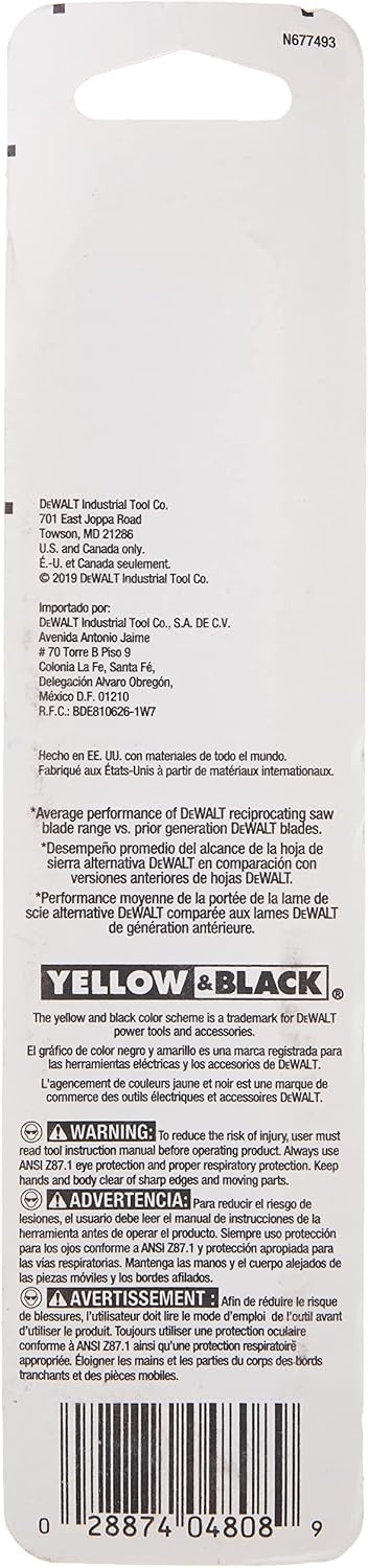 image:imageDEWALT Reciprocating Saw Blades Straight Back 6Inch 14 TPI 5Pack DW48085pack