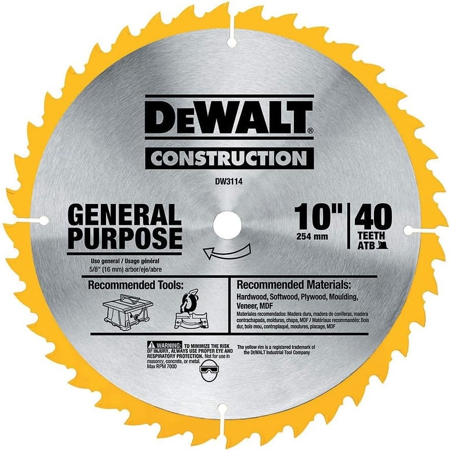 image:imageDEWALT 10Inch Miter Table Saw Blade ATB Thin Kerf Crosscutting 58Inch Arbor 60Tooth DW310640Tooth