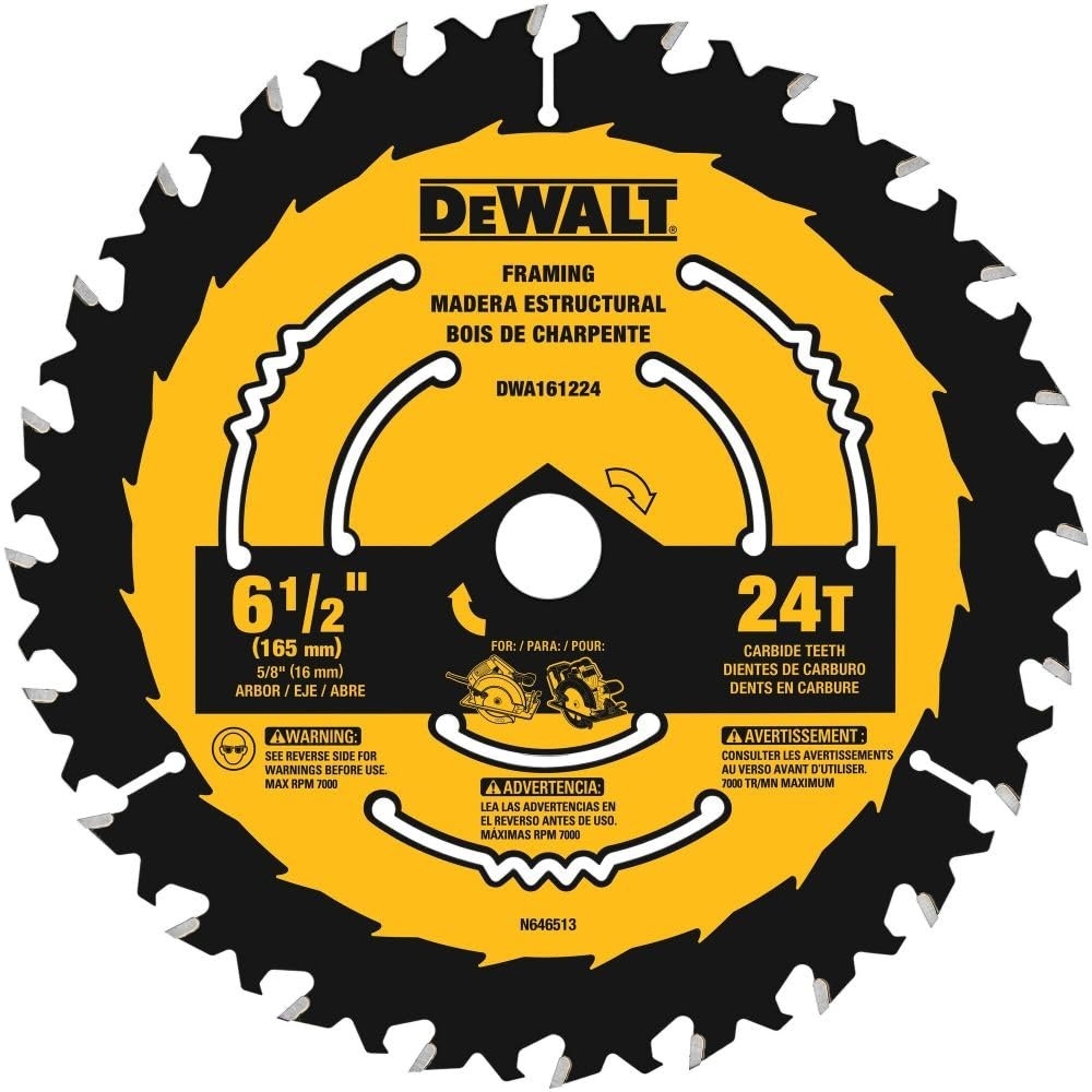 image:imageDEWALT Circular Saw Blade 6 12 Inch 24 Tooth Framing DWA161224Multi