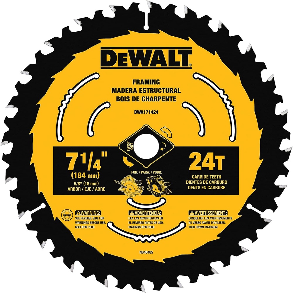 image:imageDEWALT Circular Saw Blade 7 14 Inch 24 Tooth Wood Cutting DWA171424B10 10 Count Pack of 1New