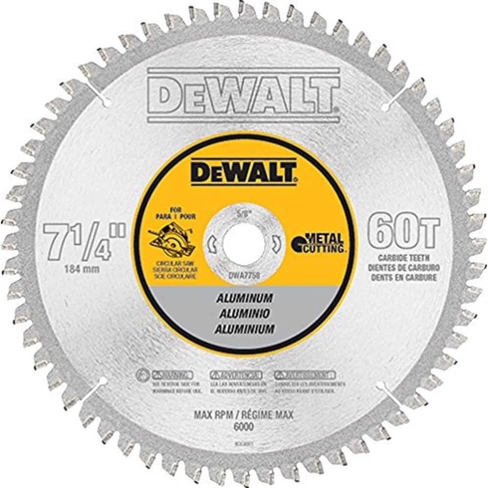 image:imageDEWALT Circular Saw Blade 7 14 Inch 60 Tooth Aluminum Cutting DWA775860Tooth