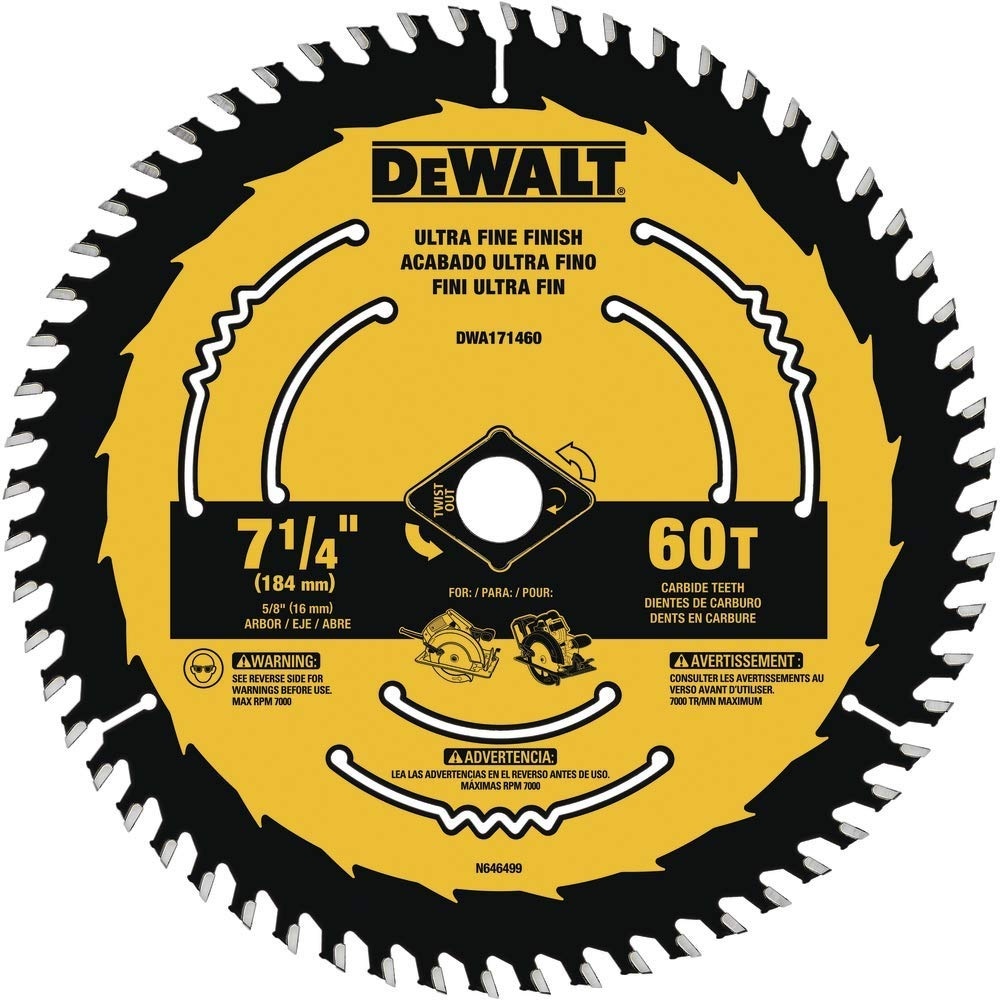 image:imageDEWALT Circular Saw Blade 7 14 Inch 60 Tooth Wood Cutting DWA171460B1010 Count Pack of 1