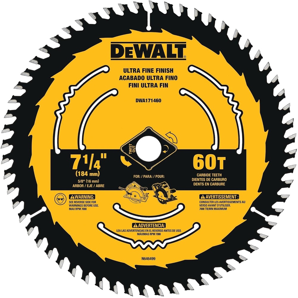 image:imageDEWALT Circular Saw Blade 7 14 Inch 60 Tooth Wood Cutting DWA171460One Size