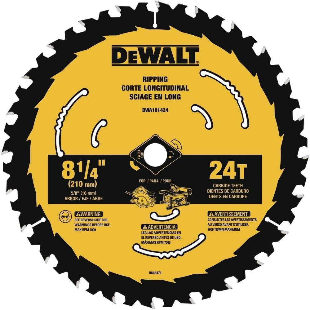 image:imageDEWALT Circular Saw Blade 8 14 Inch 24 Tooth Framing amp Ripping DWA181424New