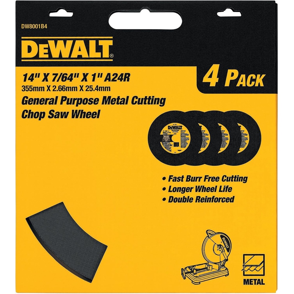 image:imageDEWALT Cutting Wheel for Chop Saw Metal Cutting 14Inch DW8001B4 4 count
