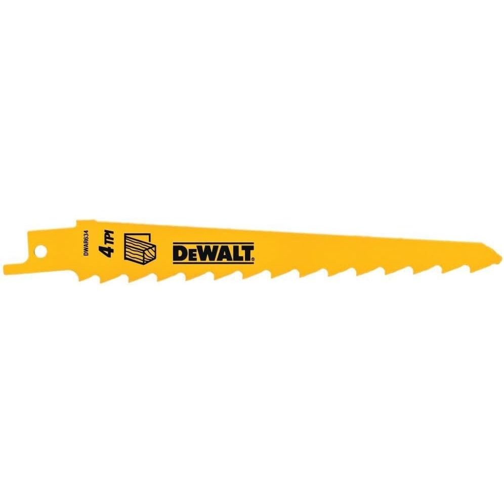image:imageDEWALT DW48022 6Inch 6 TPI Taper Back BiMetal Reciprocating Saw Blade 2Pack Yellow6 inch