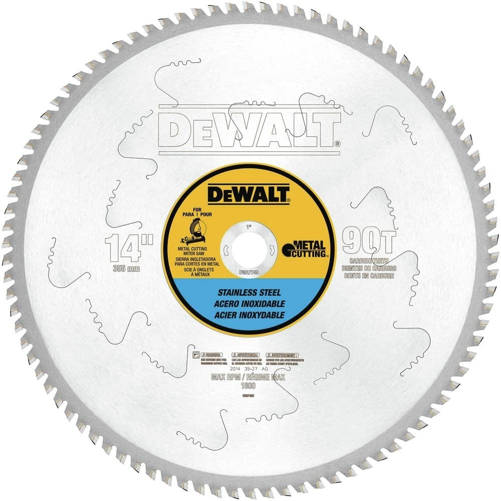 image:imageDEWALT DWA7739 80 Teeth Stainless Steel Metal Cutting 1Inch Arbor 12Inch Blade14 90 Teeth