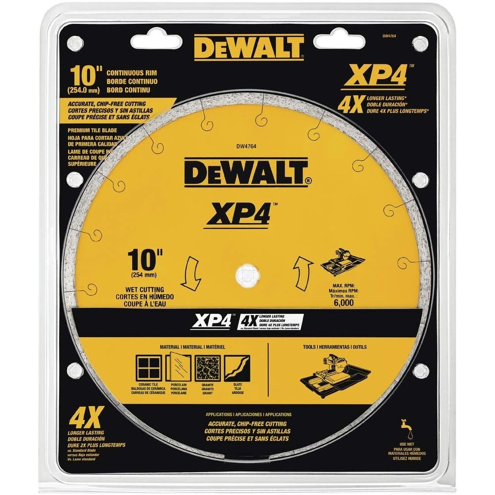 image:imageDEWALT Diamond Blade for Tile Wet Cutting 10Inch x 060Inch DW4764One Size