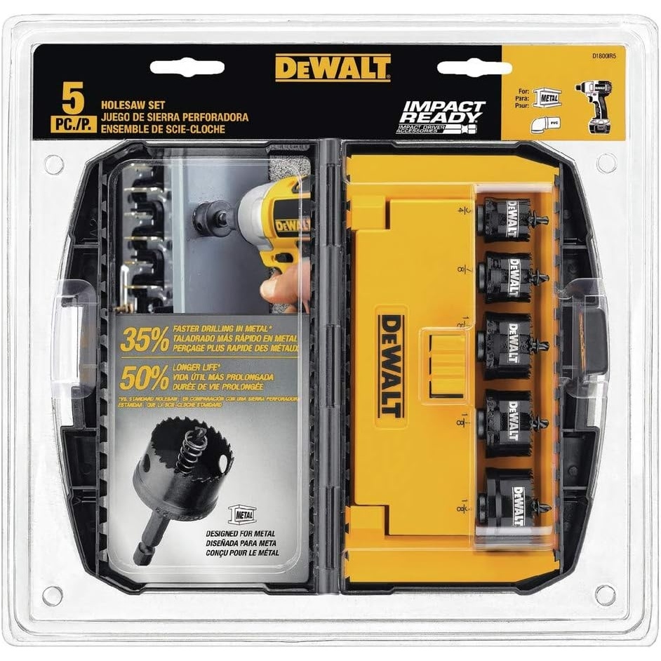 image:imageDEWALT Hole Saw Kit Impact Ready 5Piece D1800IR5