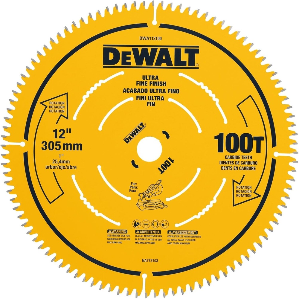 image:imageDEWALT Miter Saw Blade 12 inch 100 Tooth Fine Finish Ultra Sharp Carbide DWA112100