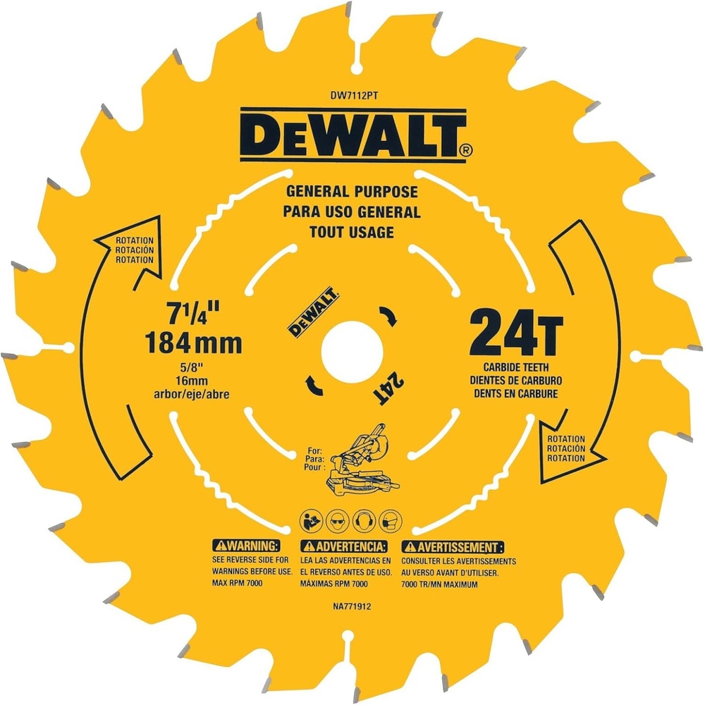 image:imageDEWALT Miter Saw Blade Precision Trim 714Inch 40Tooth DW7114PT24Tooth