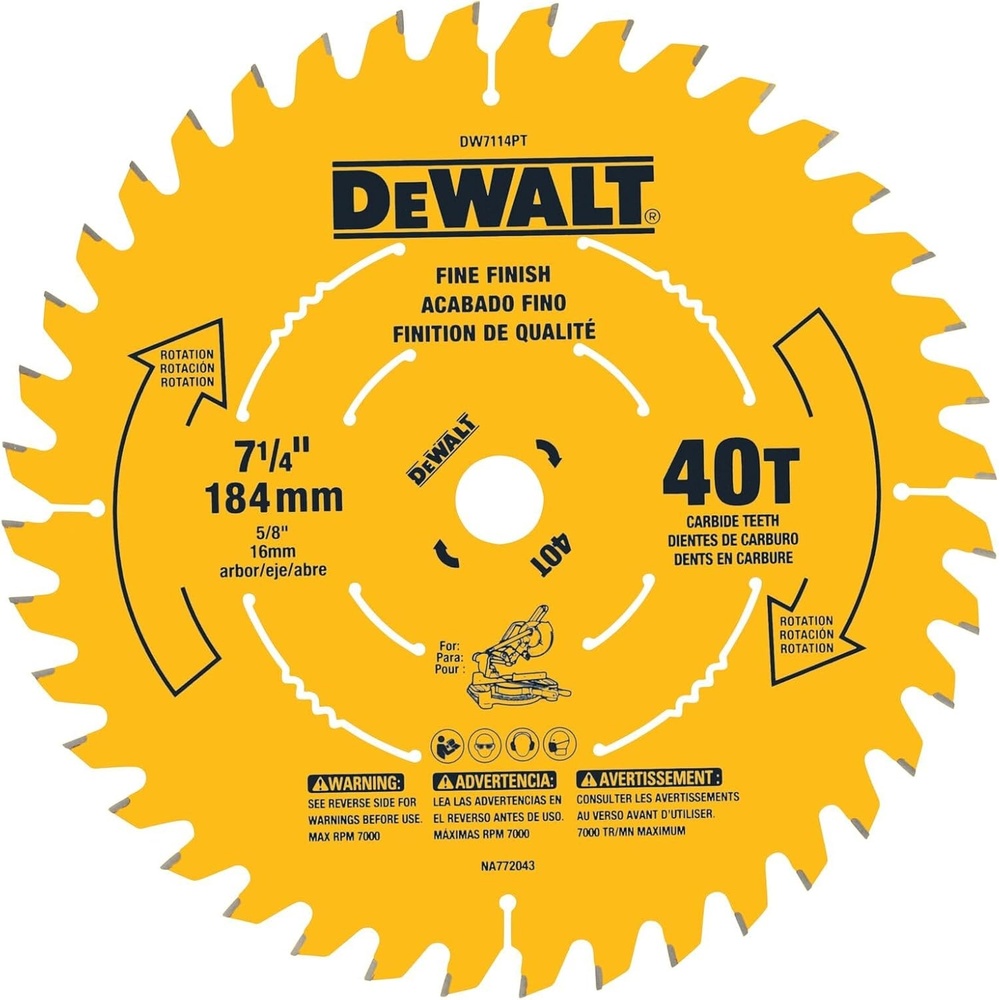 image:imageDEWALT Miter Saw Blade Precision Trim 714Inch 40Tooth DW7114PT40Tooth