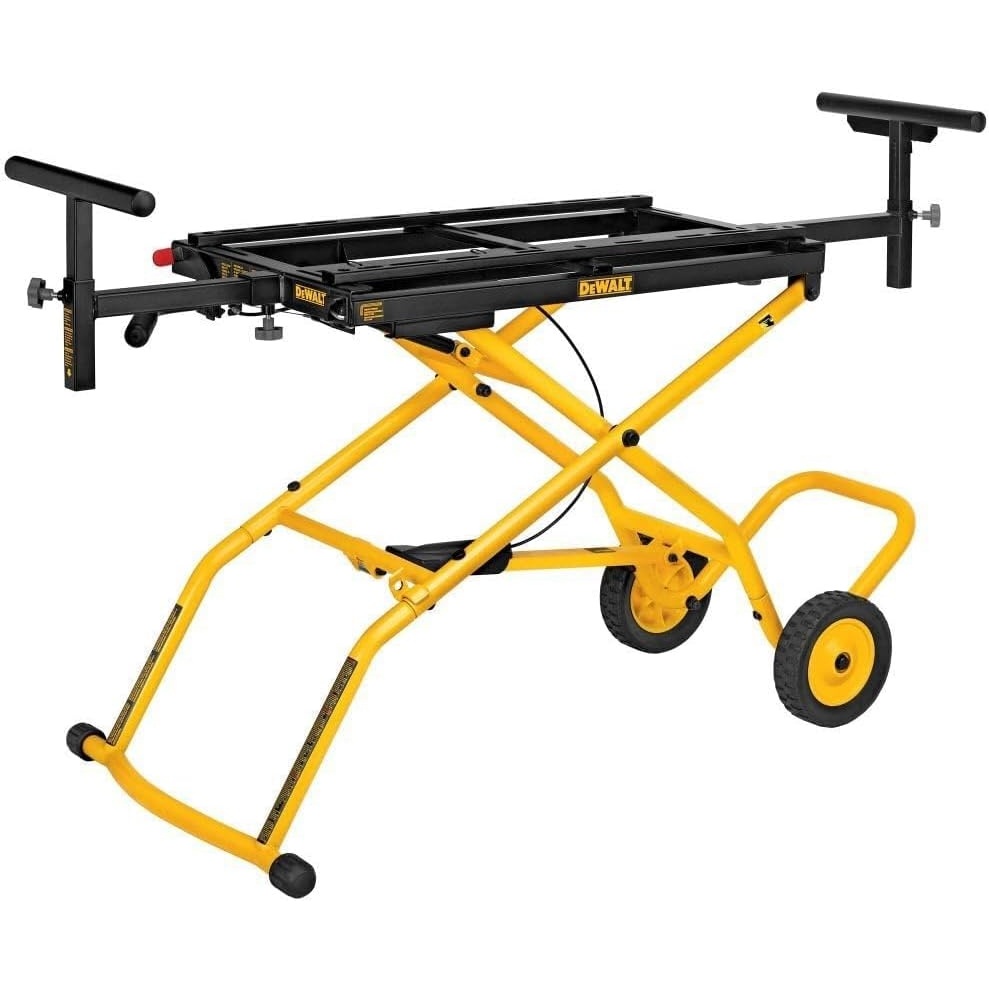 image:imageDEWALT Miter Saw Stand With Wheels 3212 in x 60 in Foldable Rollling Stand Adjustable Height Durable Steel 8 ft Material Support Universal Mounting Rails DWX726