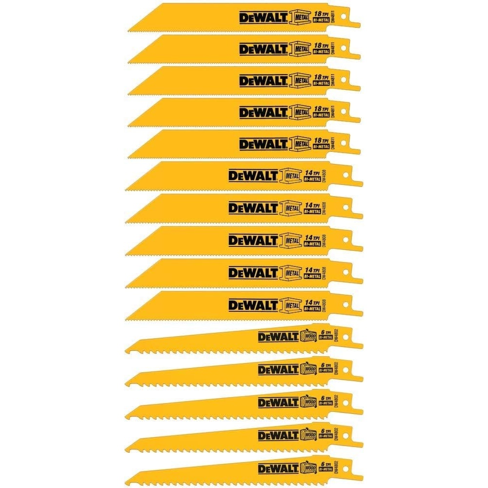 image:imageDEWALT Reciprocating Saw Blades BiMetal Tough Case Set 15Piece DW4890