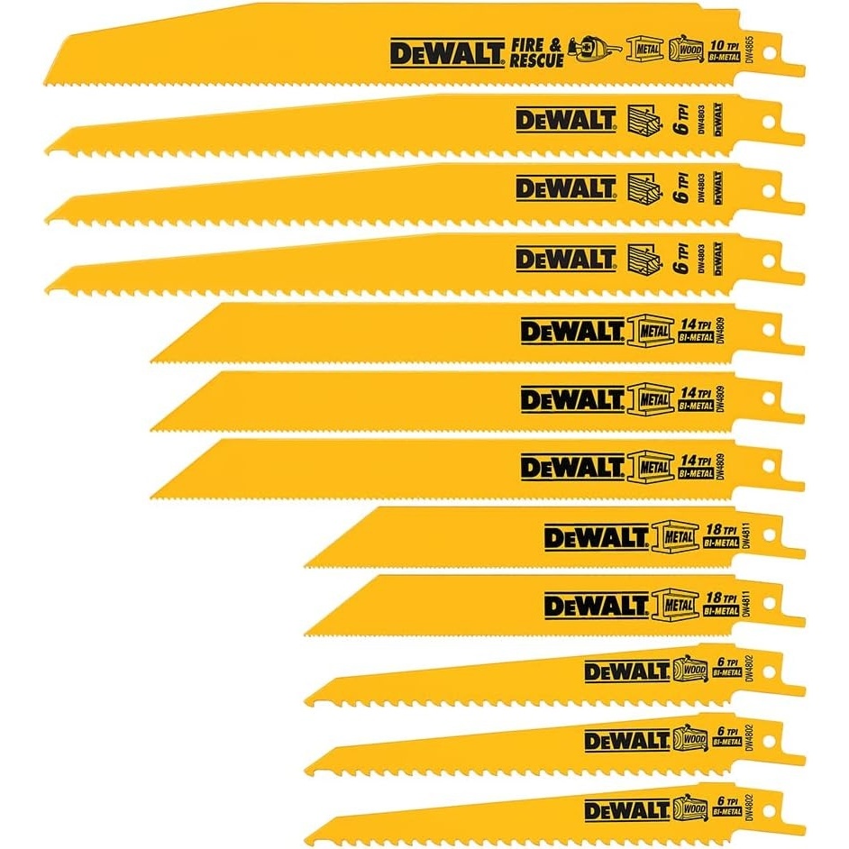 image:imageDEWALT Reciprocating Saw Blades Straight Back 12Inch 14 TPI 5Pack DW483812piece Set
