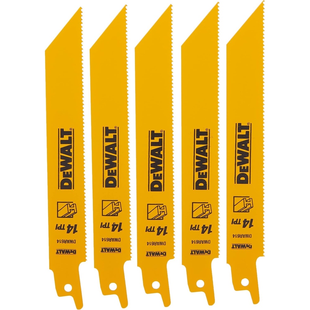 image:imageDEWALT Reciprocating Saw Blades Straight Back 6Inch 14 TPI 5Pack DW48085pack