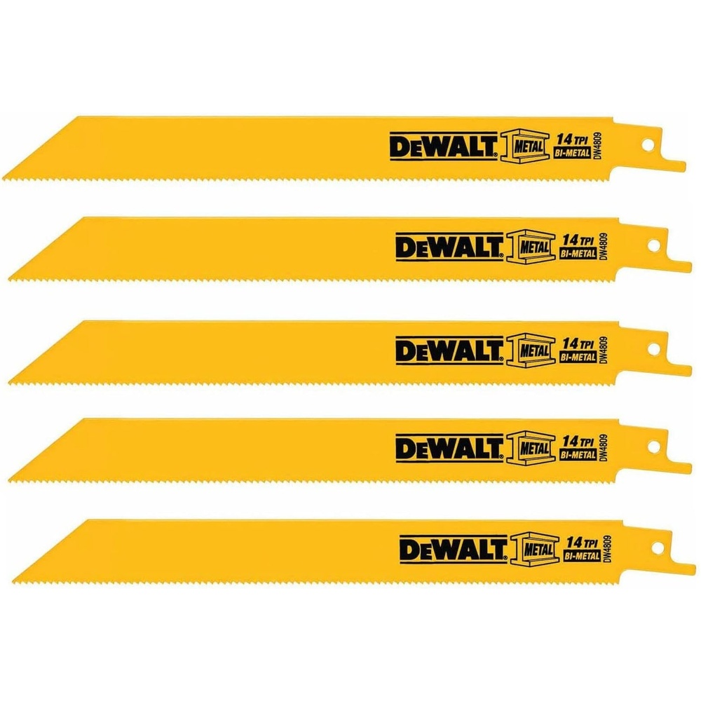 image:imageDEWALT Reciprocating Saw Blades Straight Back 8Inch 14 TPI 5Pack DW4809Single