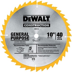 DEWALT 10-Inch Miter / Table Saw Blade, ATB, Thin Kerf, Crosscutting, 5/8-Inch Arbor, 60-Tooth (DW3106)(40-Tooth)