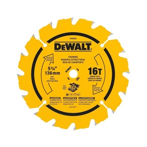 DEWALT Circular Saw Blade, 5 3/8 Inch, 16 Tooth, Wood Cutting (DW9055)(5-3/8″ / 16 Teeth)