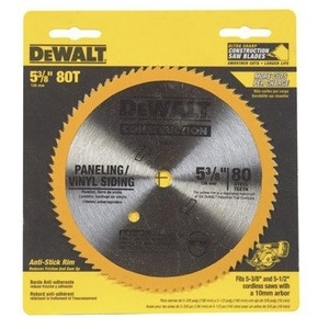 DEWALT Circular Saw Blade, 5 3/8 Inch, 80 Tooth, Vinyl Cutting (DW9053)(5-3/8″ / 80 Teeth)