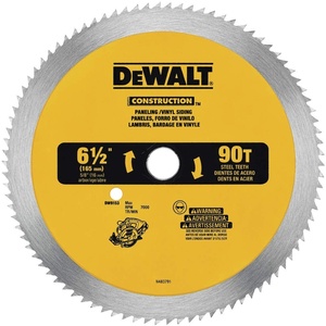 DEWALT Circular Saw Blade, 5 3/8 Inch, 80 Tooth, Vinyl Cutting (DW9053)(6-1/2″ / 90 Teeth)
