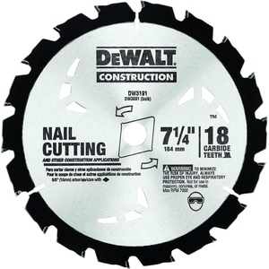DEWALT Circular Saw Blade, 7 1/4 Inch, 18 Tooth, Wood Cutting (DW3191)
